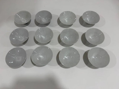 Set of 12 Vintage Blue & White Asian Porcelain Rice Soup Noodle Bowls