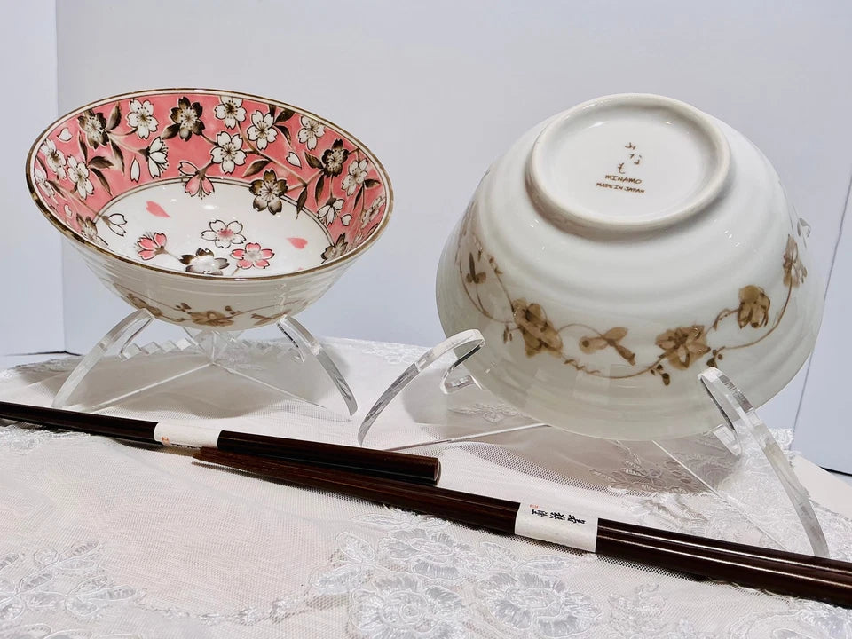 Jewel Japanese Ceramic Rice Bowl with Chopsticks | 6" | Made in Japan