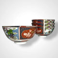 Vintage Chinese Rice Soup Bowls Set of 4 Porcelain Rickshaw Floral Pattern 5"