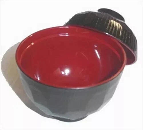 2 Pack Plastic Lacquered Miso Soup Rice Bowl with Lid Made in Japan 1904x2